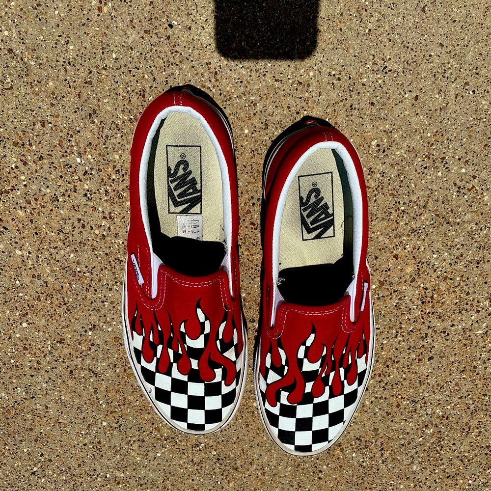 Fire Checkboard Vans Size 8